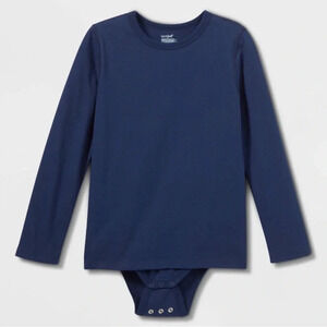 Kids Adaptive Long Sleeve Bodysuit with Abdominal Access - Cat & Jack Navy M 8